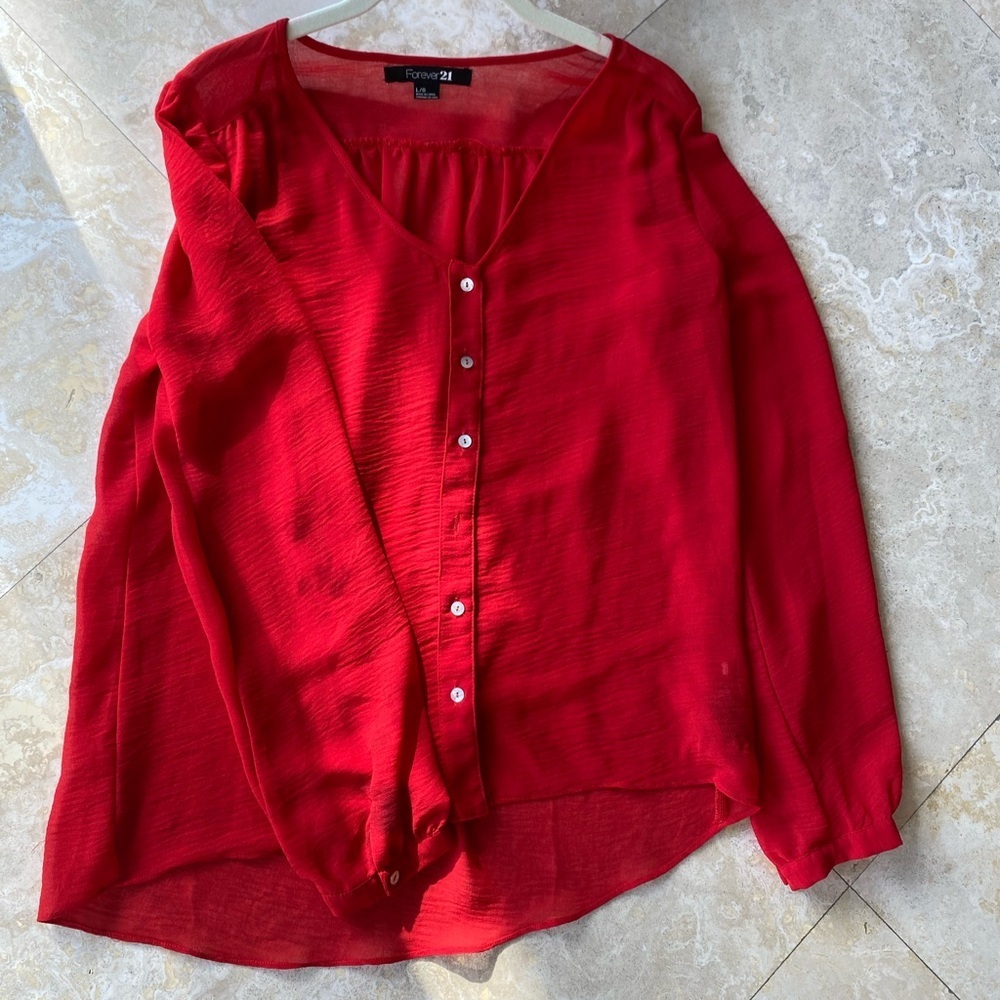 Forever 21 Vibrant Red Blouse